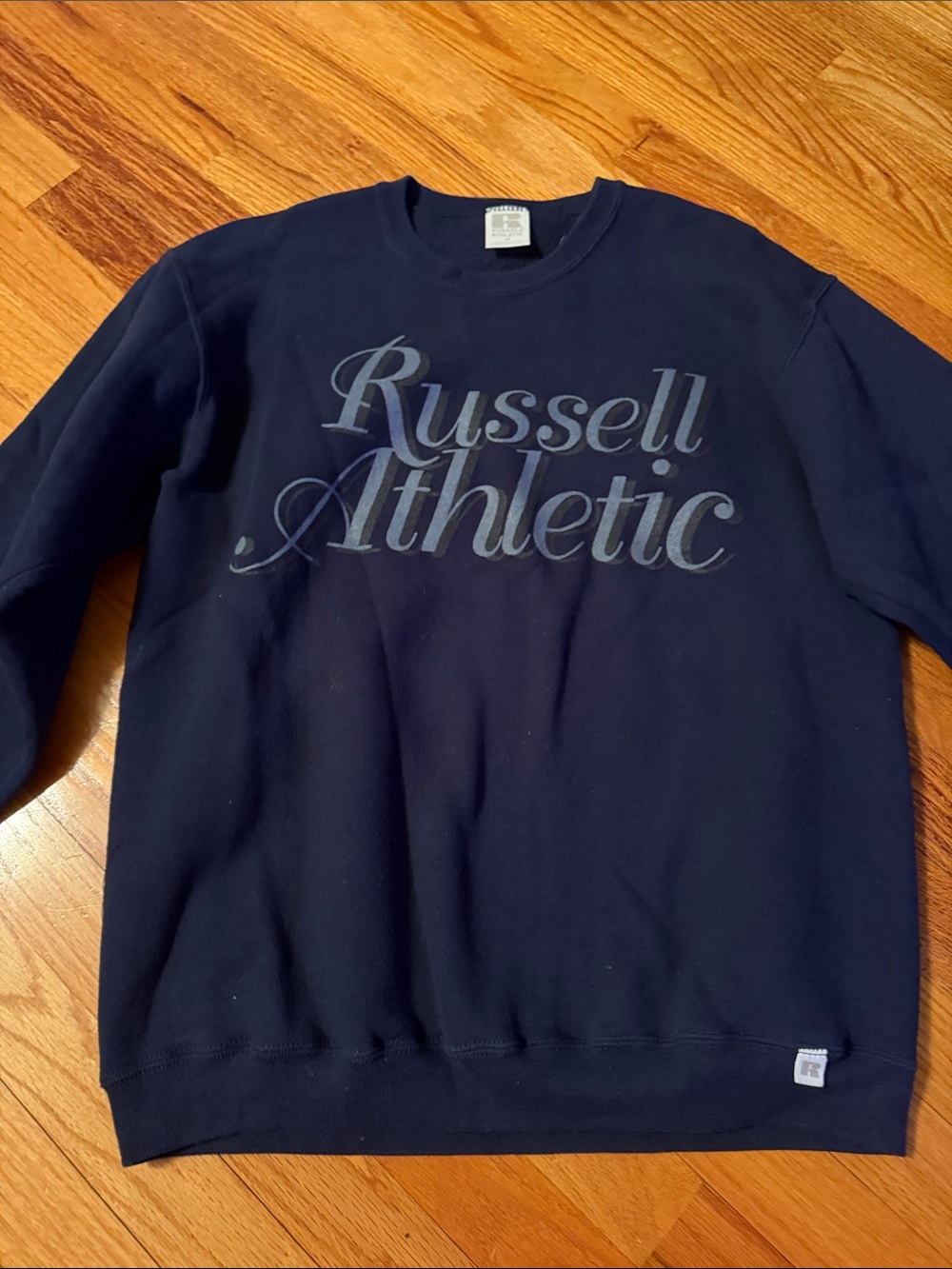 Vintage Russell Athletic Navy Crewneck Sweatshirt with Script Logo
